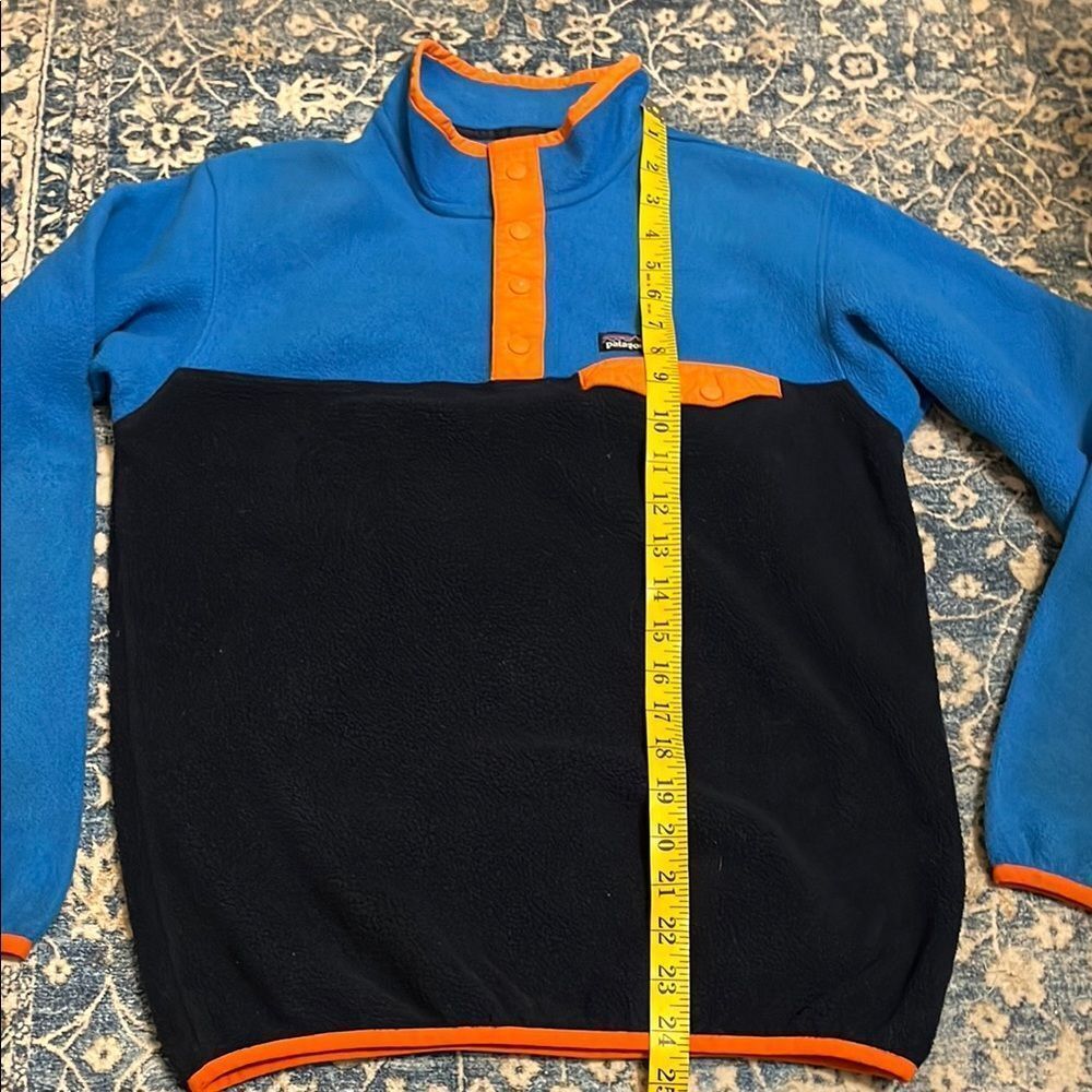 SOLD Patagonia Synchilla Blue Orange Fleece Snap Front Button Jacket Gorpcore - Picture 12 of 12